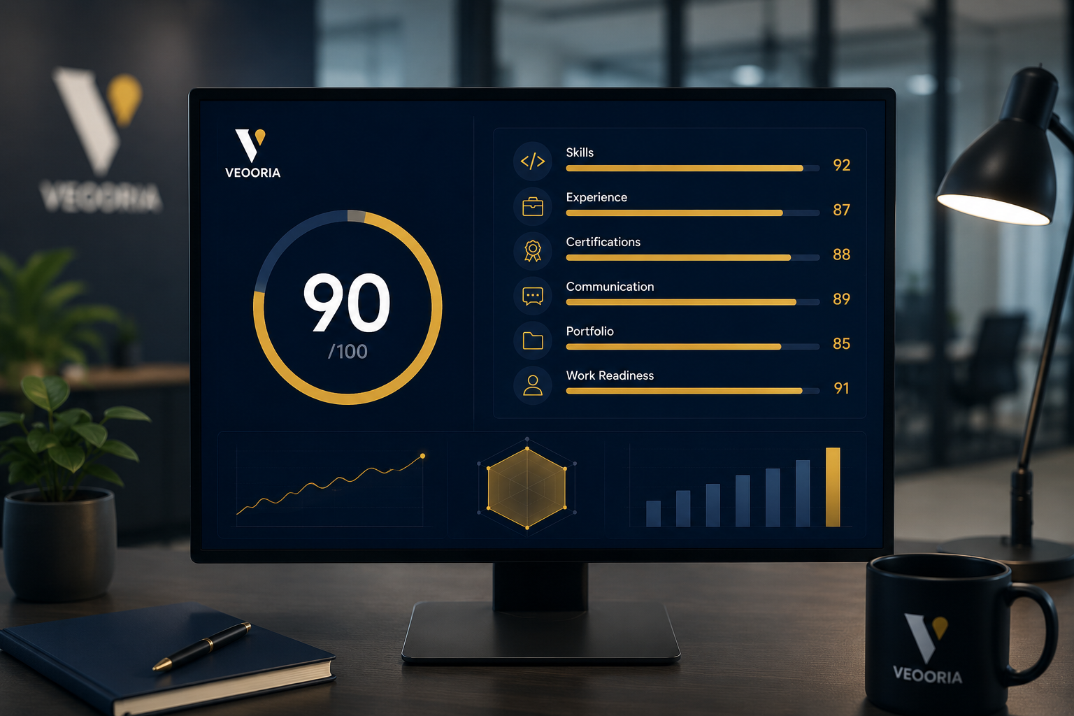 Analytics dashboard showing performance scores